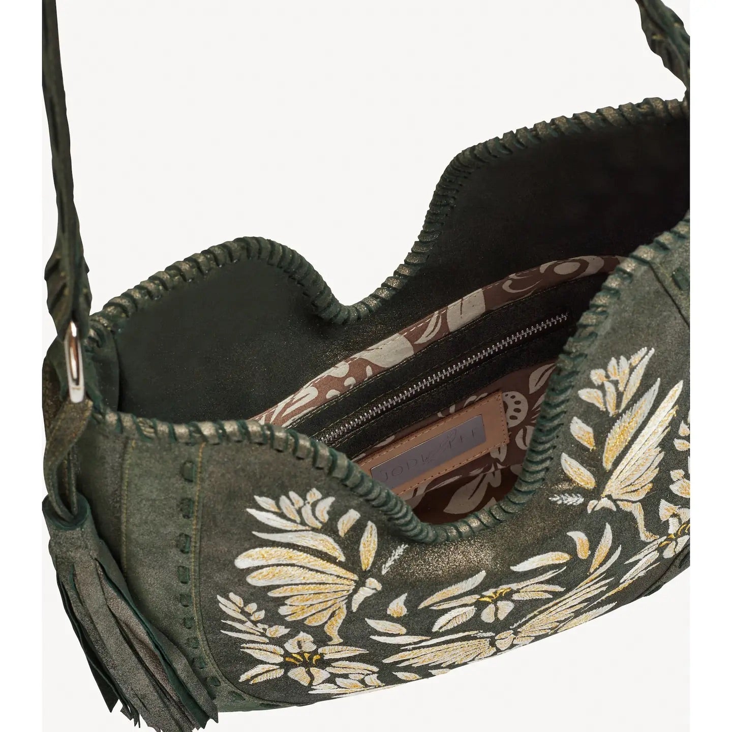 Luna Embroidery Bag Metallic Olive